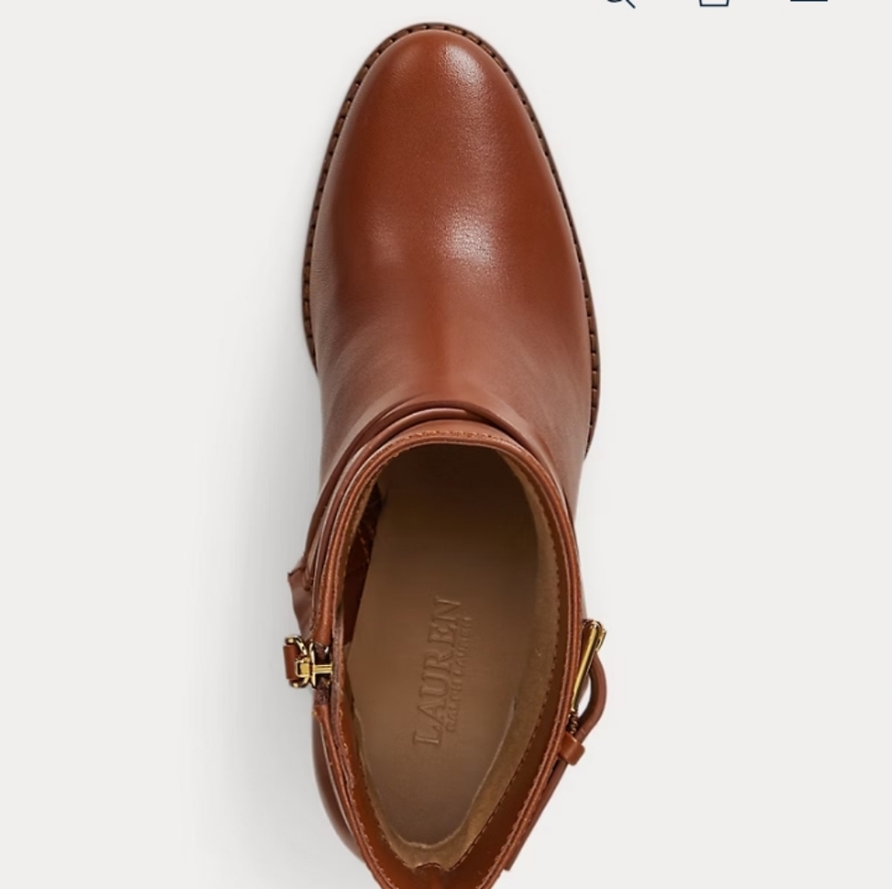 NWT: RALPH LAUREN, MADISYN CALFSKIN BOOTIE HEEL. - Picture 3 of 5